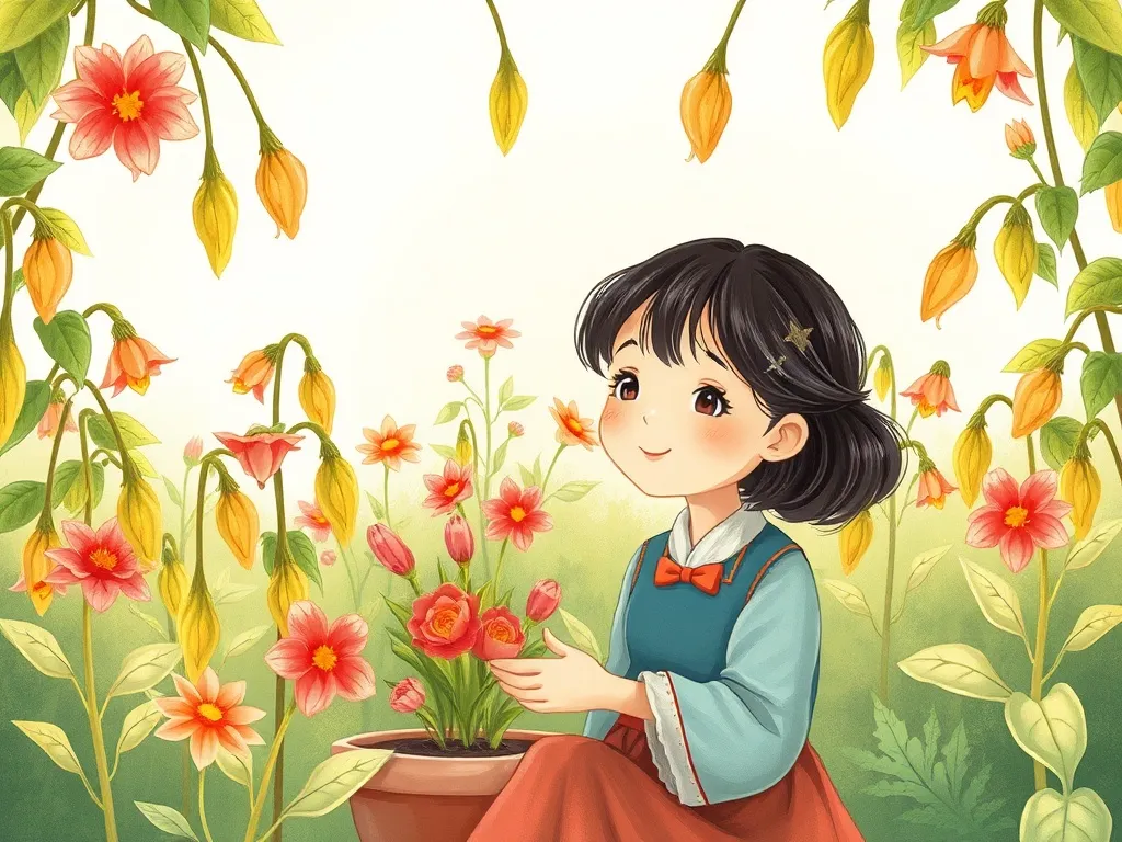 The Brave Little Explorer's Garden Adventure - Mrs. Chen among her drooping garden plants