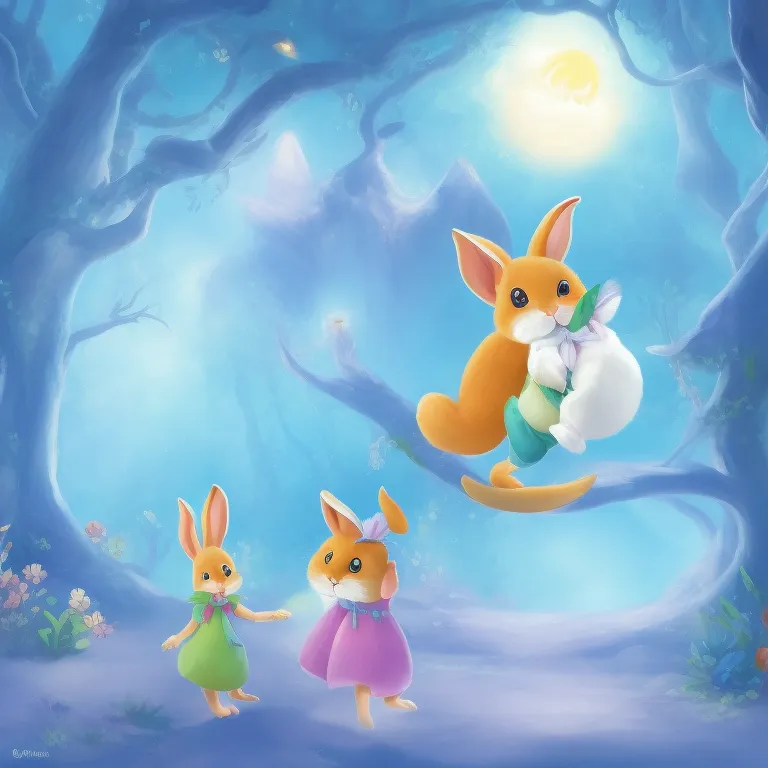 Illustration: The Rabbit Hears a Noise in the Bushes