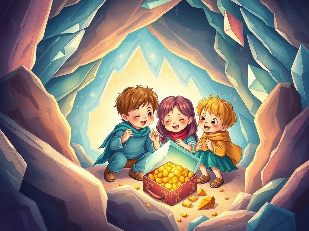The Cave of Fair Shares - Kids sharing treasures together in sparkling crystal chamber