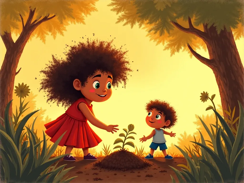 The Colors of Friendship: A Tale of the Gentle Giant's Garden - Scene 4 illustration