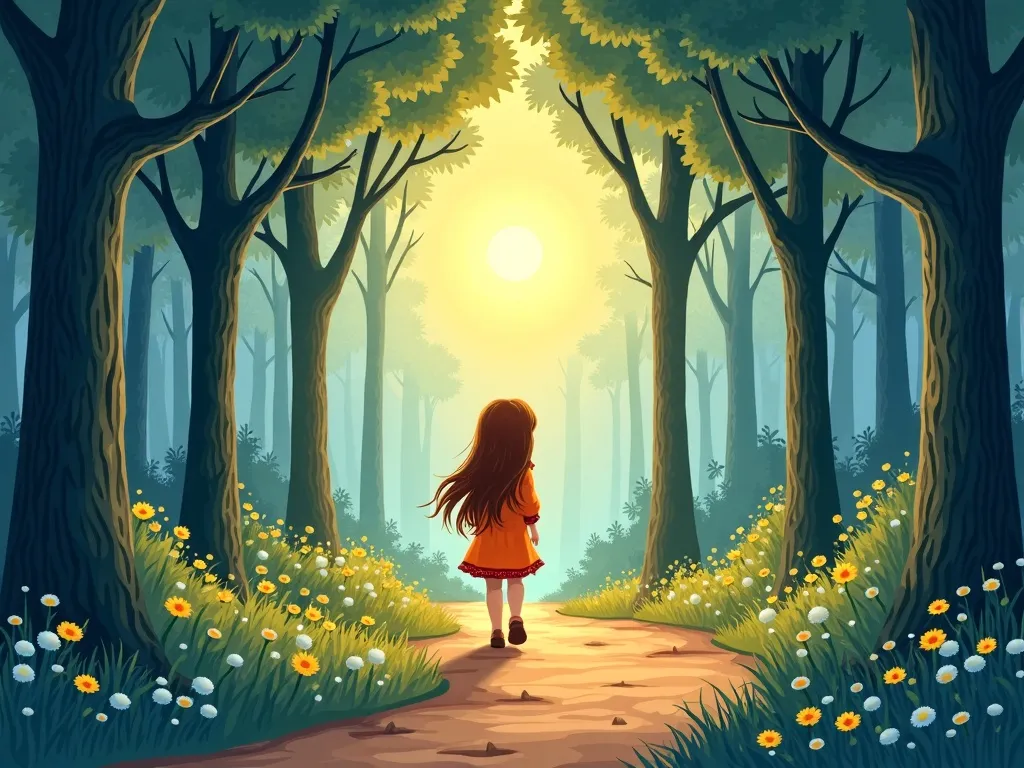 The Crystal Cave Symphony - Luna following crystal trail through forest