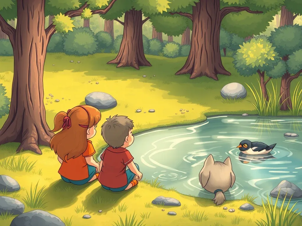 The Crystal Cave Symphony - Friends gathered at pond looking disappointed