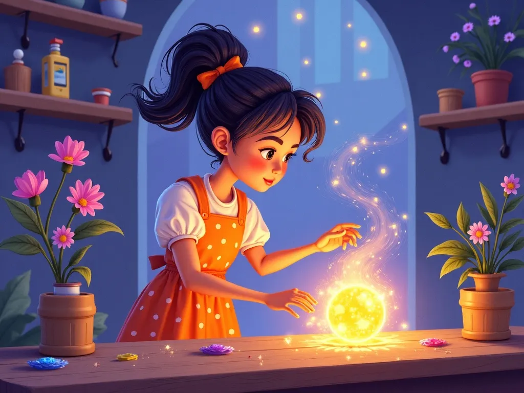 The Crystal Inventor's Park Adventure - Luna's colorful crystal chore station in action