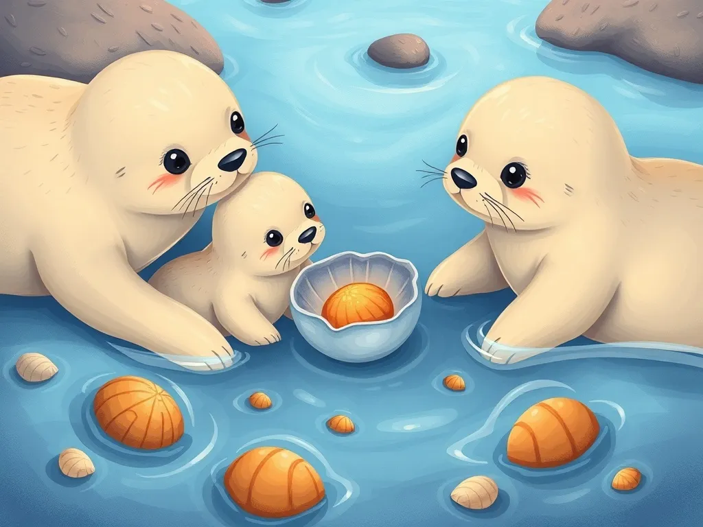 The Curious Fox's Beach Day Adventure - Seal pups playing their shell game