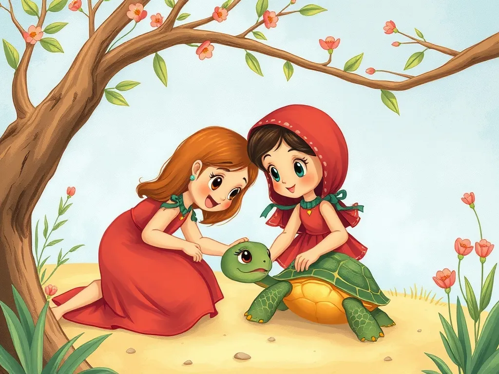 The Curious Fox's Beach Day Adventure - Ruby helping the baby turtle