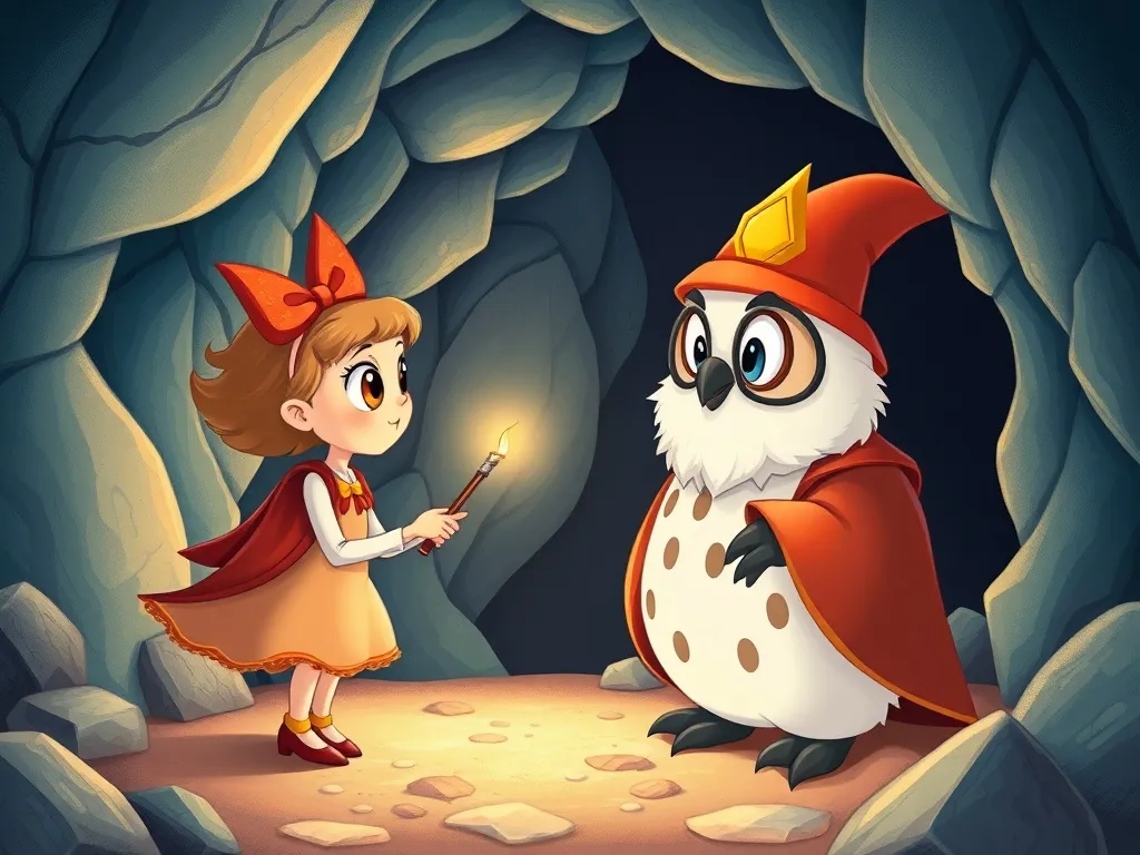The Curious Puppy's Garden of Questions - Luna meeting Professor Hoot in crystal grotto