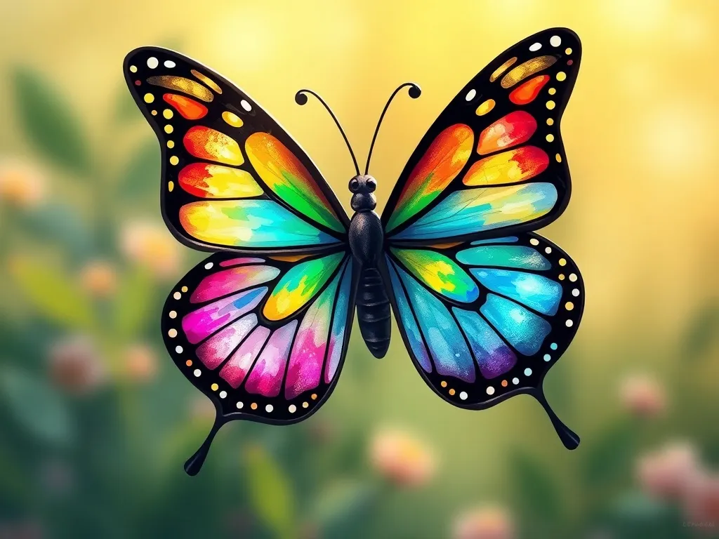 The Curious Questions of Lucy Wonderheart - Butterfly with rainbow-stained glass wings