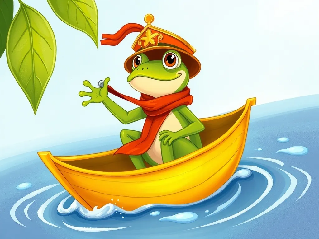 The Curious Questions of Lucy Wonderheart - Frog captain in his leaf boat