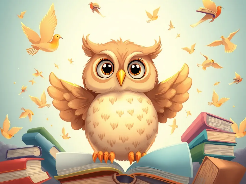 The Curious Questions of Lucy Wonderheart - Owl surrounded by floating books
