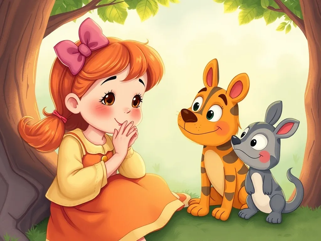 The Dancing Library Cat's Twilight Tale - Melody thoughtfully talking to curious friends