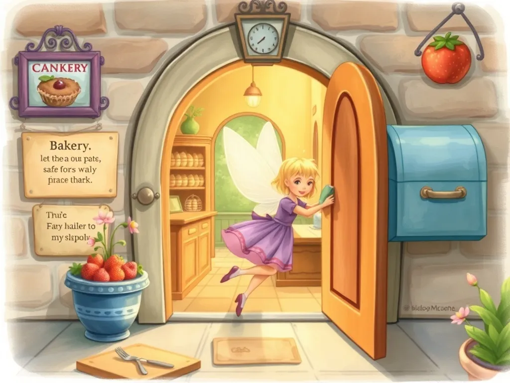 The Flour Fairy's Sweet Adventure - Fairy entering bakery through mail slot