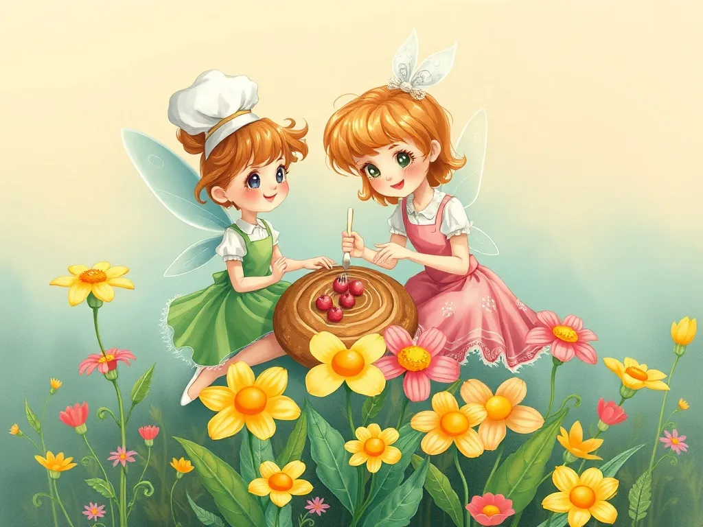 The Flour Fairy's Sweet Adventure - Fairy and baker working together on flowers