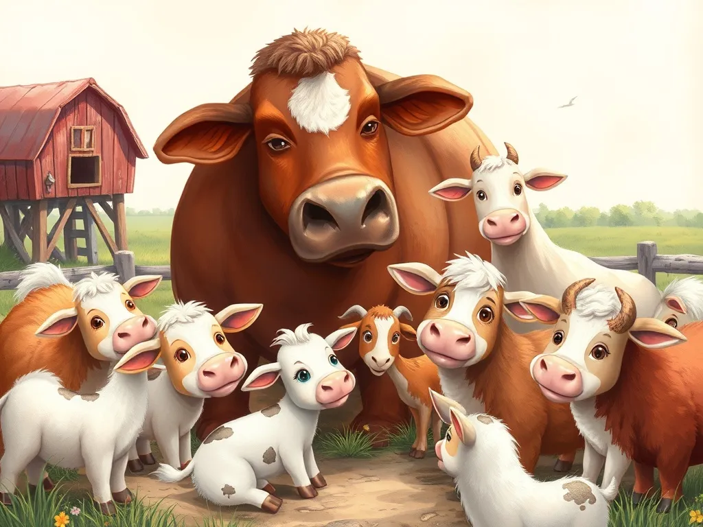 The Fox Who Found a Friend in Feathers - Farm animals gathered around Rusty and Pearl