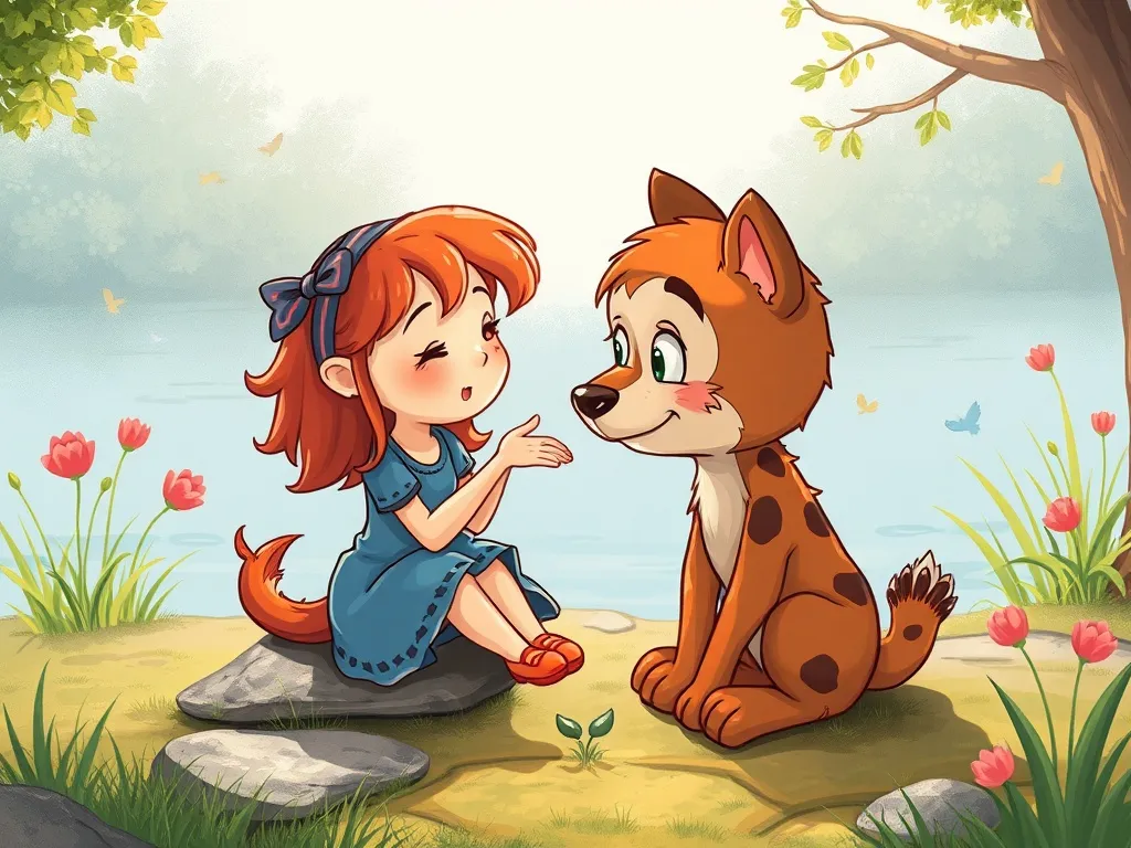 The Fox Who Found His Voice - Luna and Rusty sharing honest moment by pond