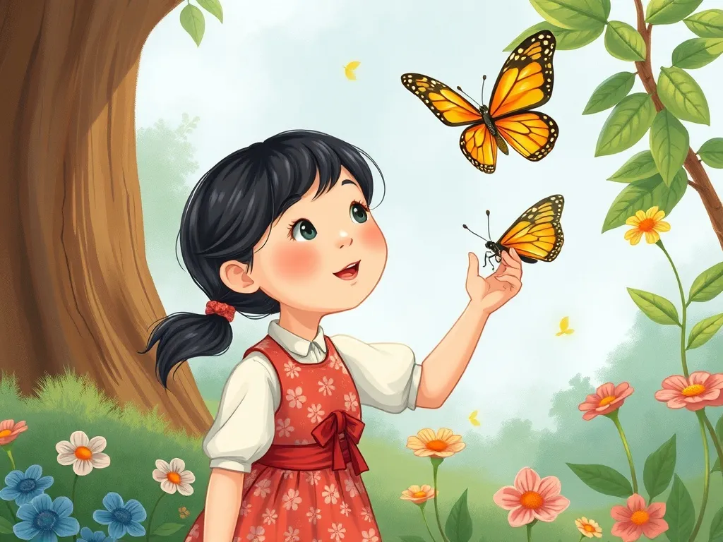 The Garden Path Between Us - Mrs. Chen reaching toward a butterfly with wonder