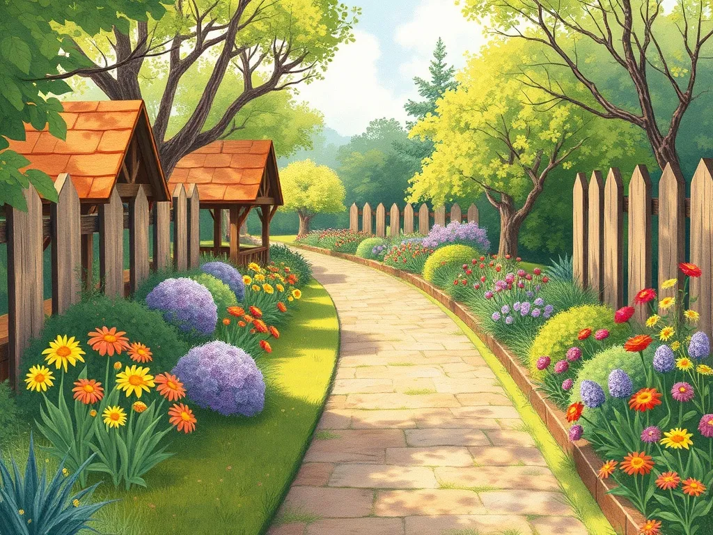 The Garden Path Between Us - Shared garden path blooming with neat and wild