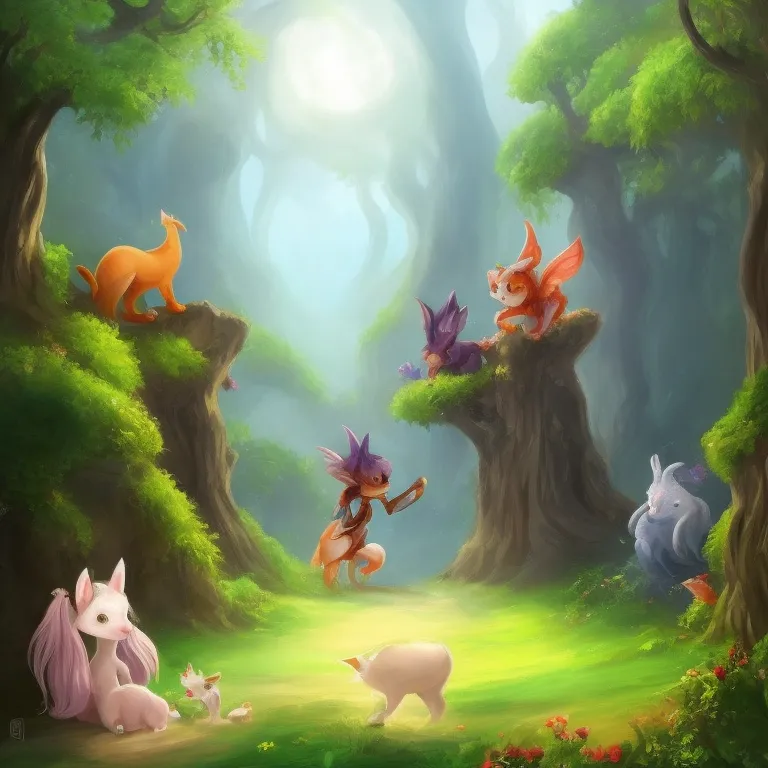 Illustration: Animal Friends Cross the Forest River
