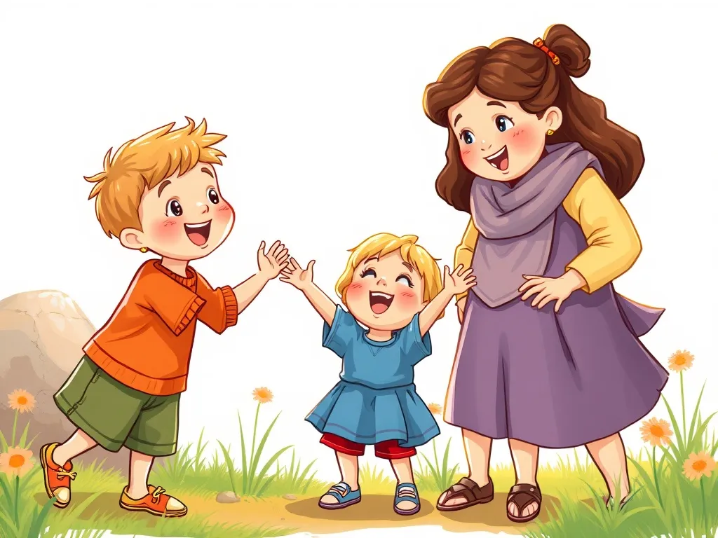 The Guide Who Learned to Climb - Three children reaching toward Maya with encouraging expressions