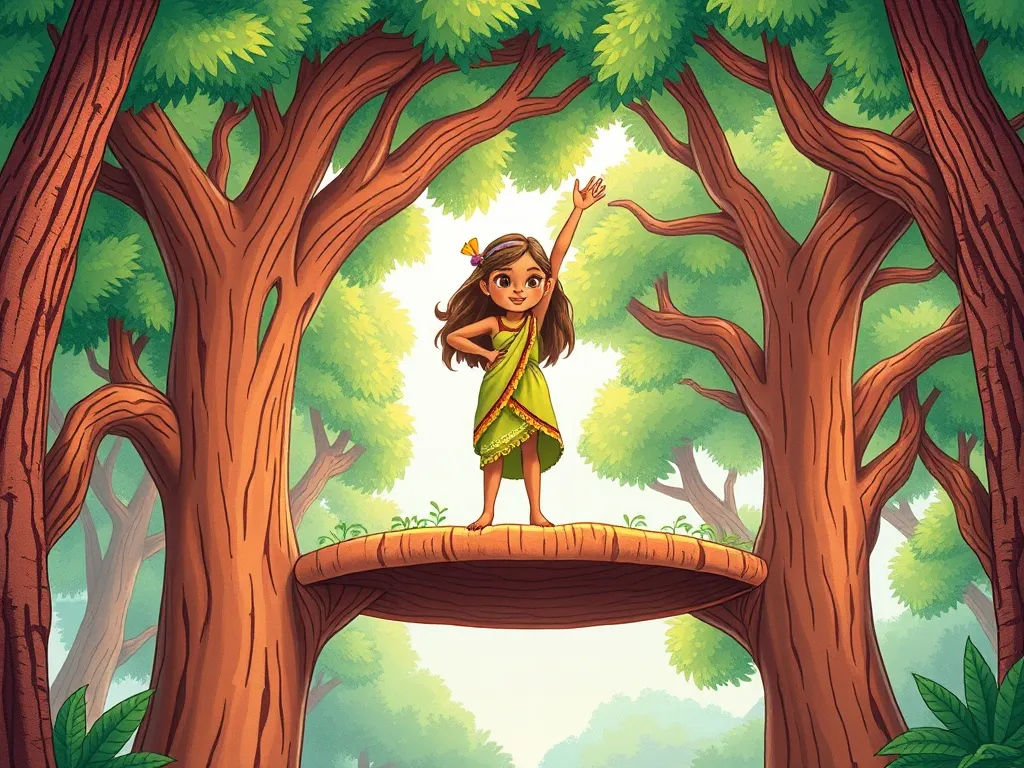 The Guide Who Learned to Climb - Maya standing triumphant on canopy platform among treetops