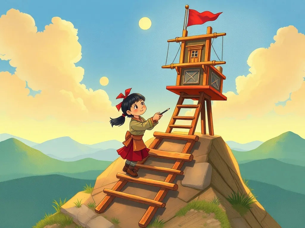The Island Code - Maya and Kai constructing a signal platform on a hilltop