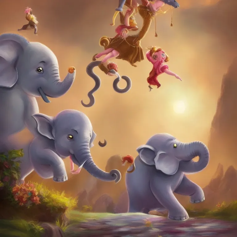 Illustration: Elephant and Monkey practicing a safer routine