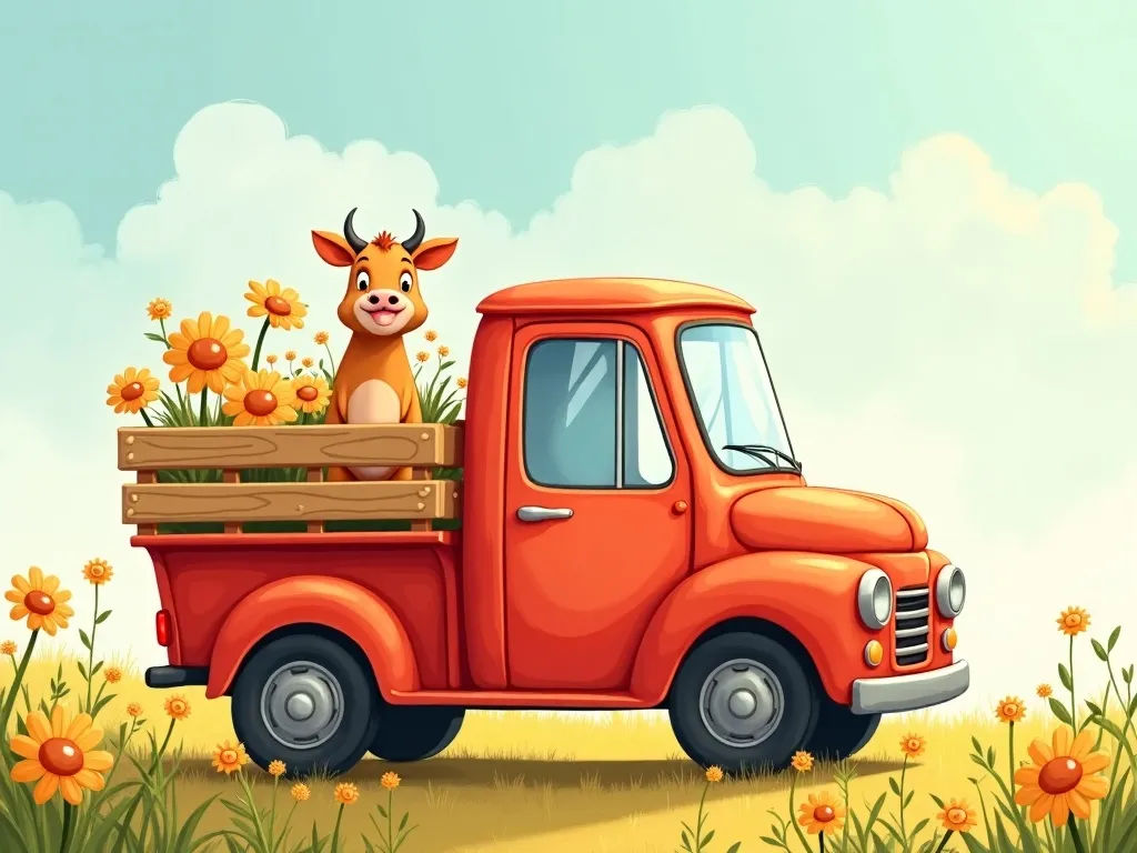 The Library Elephant's Sharing Safari - Pip returning truck with flower