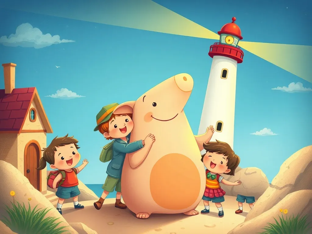 The Library Lighthouse Bunny - Pip surrounded by supportive lighthouse kids