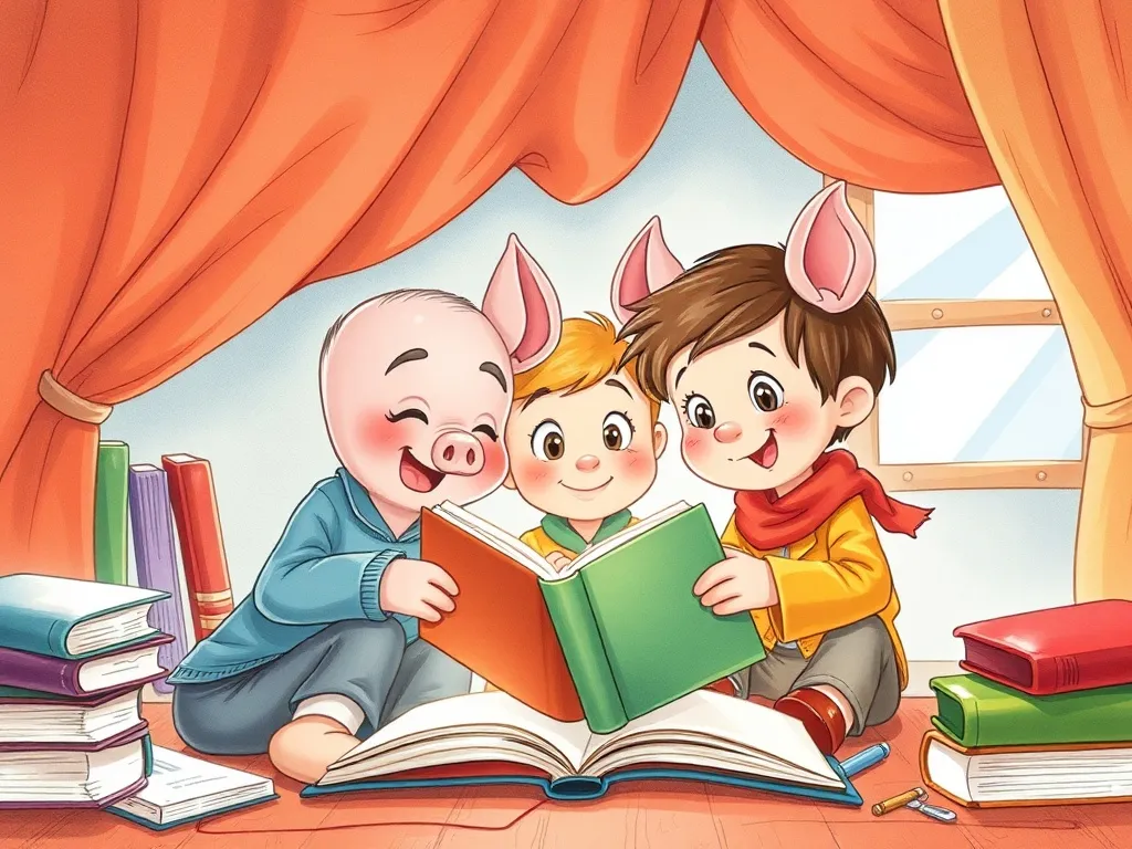 The Library Lighthouse Bunny - Kids and Pip working together fixing books