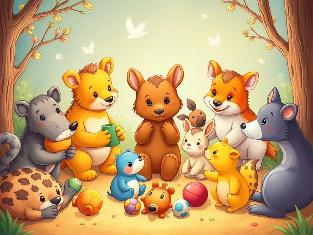 The Library Pup's Greatest Discovery - Many animals playing together with shared toys