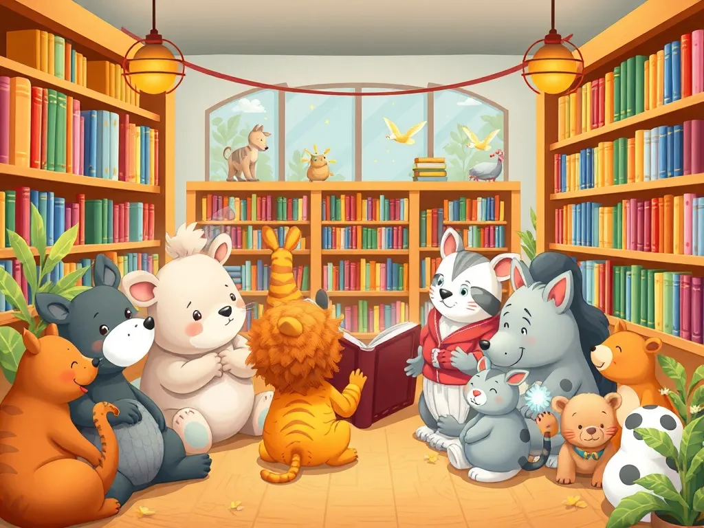 The Library's Hidden Treasures - Animals gathered for story time in library