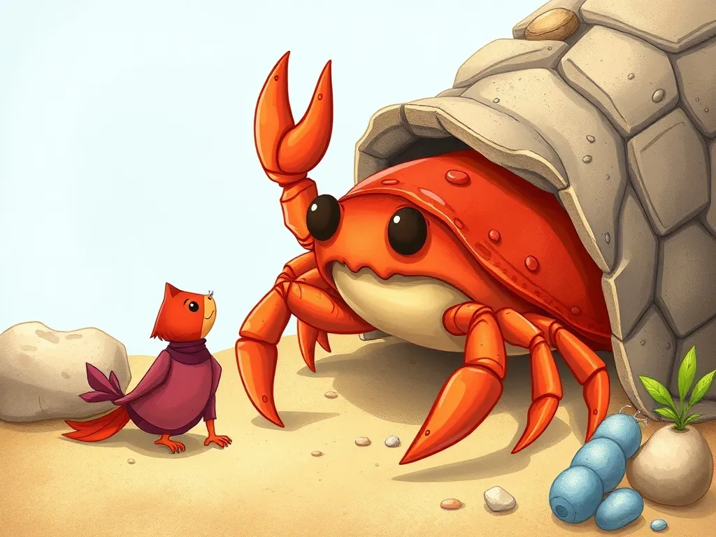 The Lighthouse Fox's Beach Adventure - Ruby studying hermit crab's movements