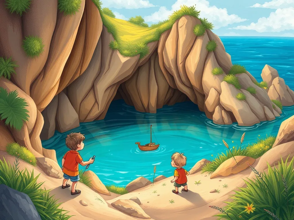 The Lighthouse Mouse&#x27;s Beach Buddies - Children discovering the hidden cove