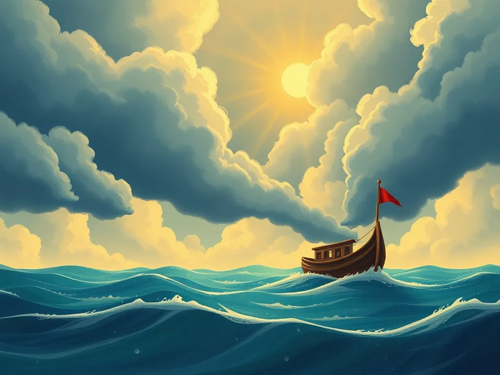 The Lighthouse Treehouse Club - Luna spotting the boat through storm clouds