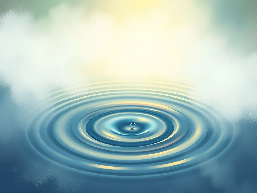 The Magical Stream of Sharing - Ripple emerging from misty water, curious eyes
