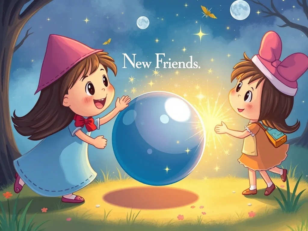 The Magical Stream of Sharing - Ball creating sparkle trails between new friends