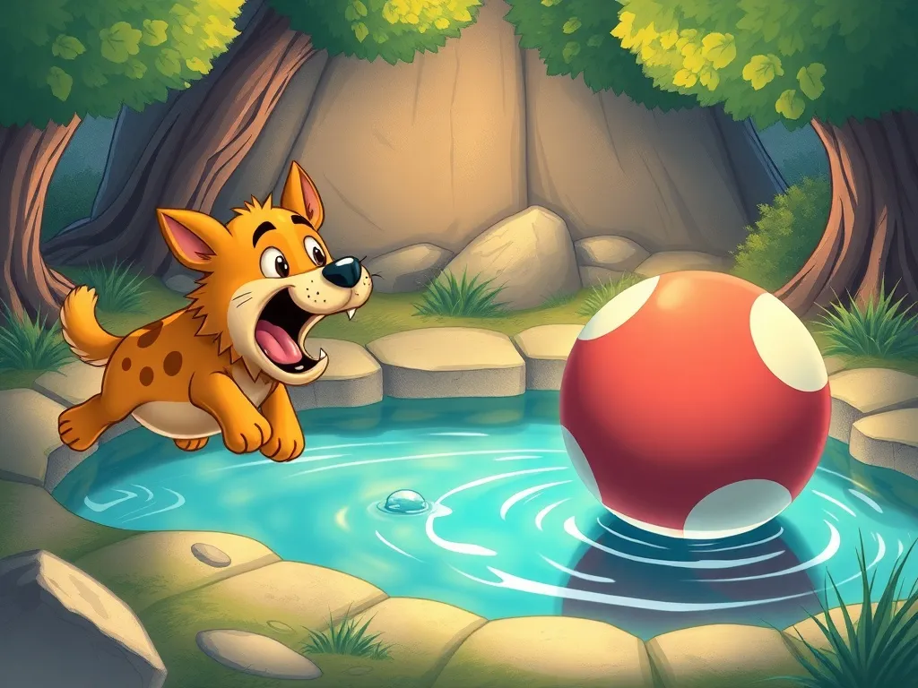 The Magical Stream of Sharing - Buddy growling as ball floats toward mysterious pool