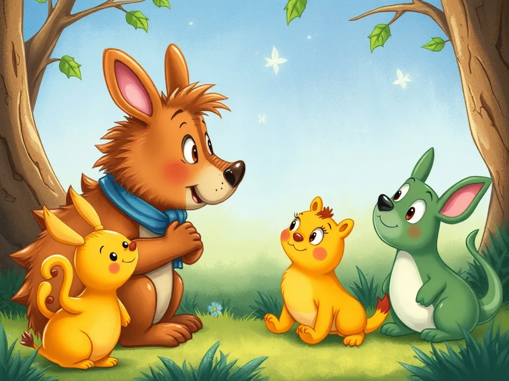 The Moonlit Circle: Bertie Bear's Midnight Question - Bertie speaking softly to surprised creatures