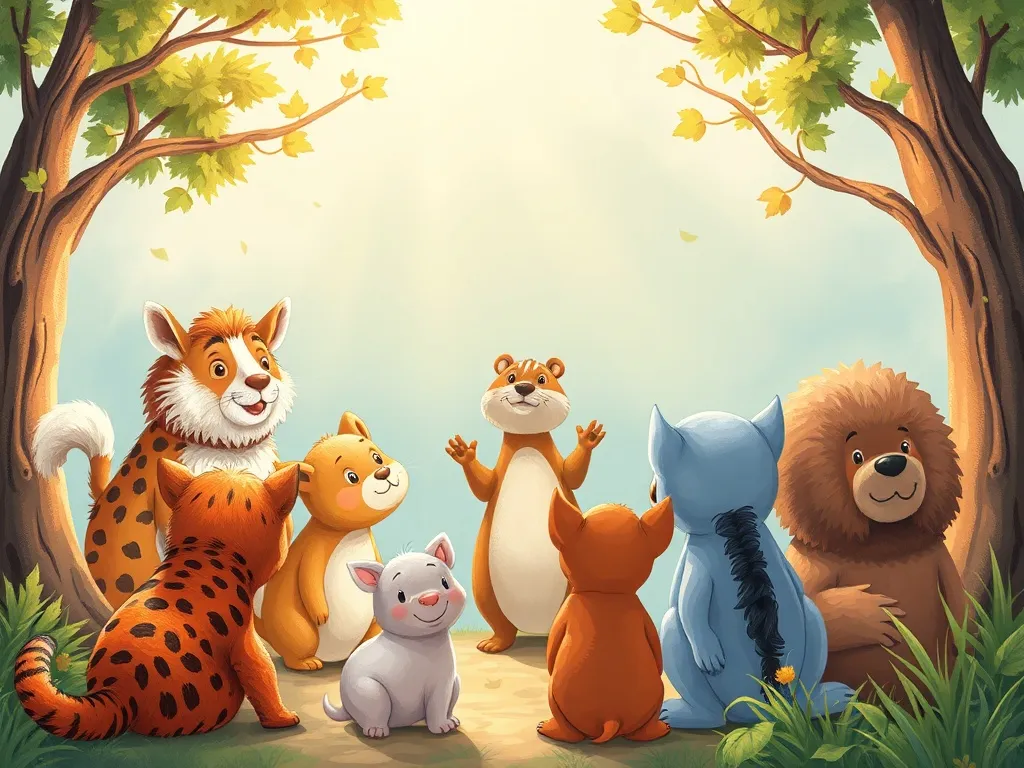 The Moonlit Circle: Bertie Bear's Midnight Question - Animals welcoming Bertie into circle