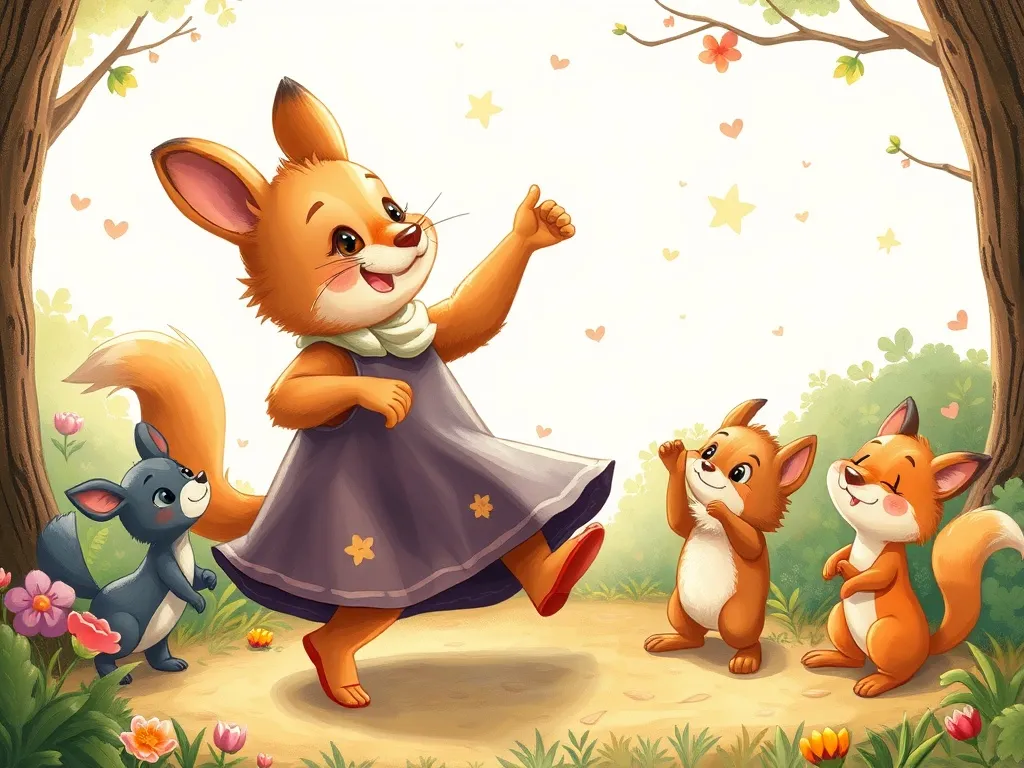 The Moonlit Circle: Bertie Bear's Midnight Question - Bertie dancing gracefully with woodland friends