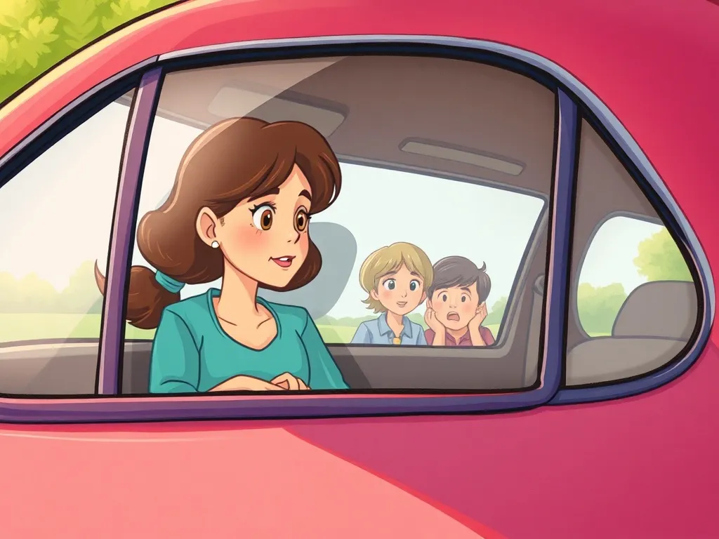 The Mystery of the Moving Box - Maya's angry reflection in car window during family argument