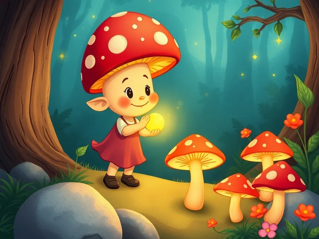 The Navigator and the Glowing Map - Pip bringing glowing mushrooms to help Maya