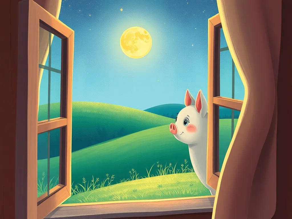 The Night Fairy's Heavy Heart - Luna peering through window at quiet Pip