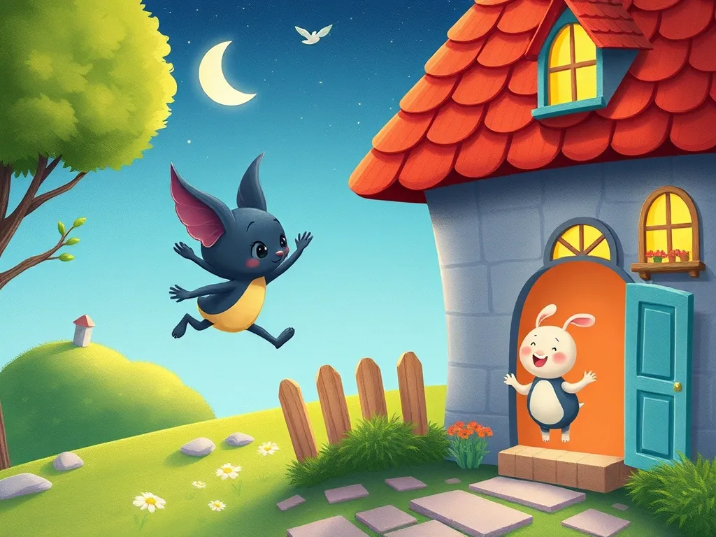 The Night Fairy's Heavy Heart - Luna and Pip flying happily through peaceful house