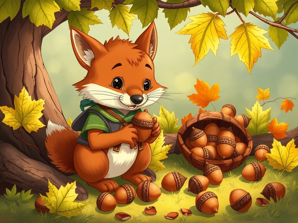 The Park Pup's New Friends - Scout carefully gathering acorns