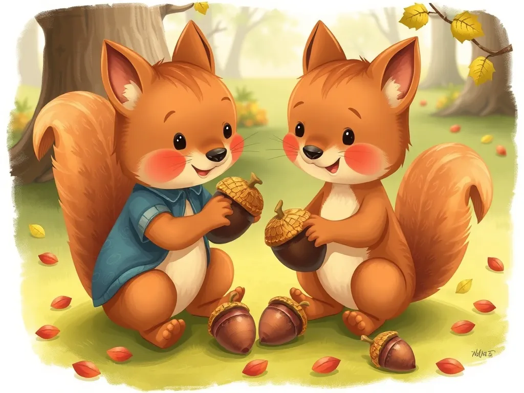 The Park Pup's New Friends - Friends sharing acorns and playing together