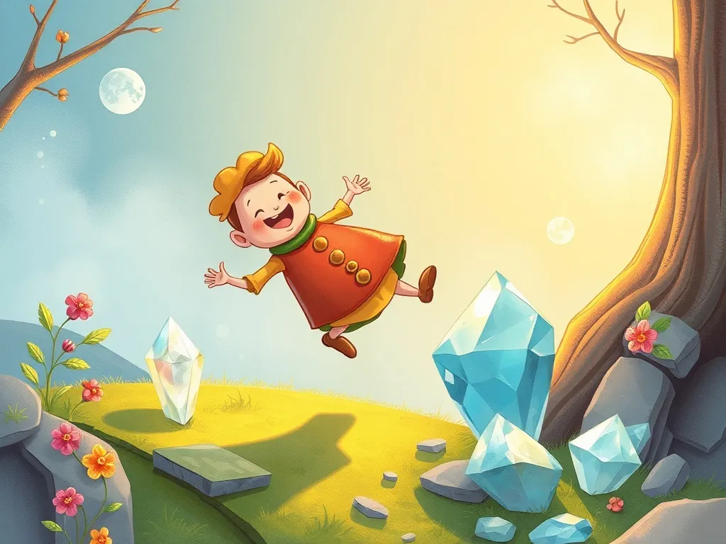 The Petal-Breathing Dragon's Song - Pip jumping back from fallen crystal