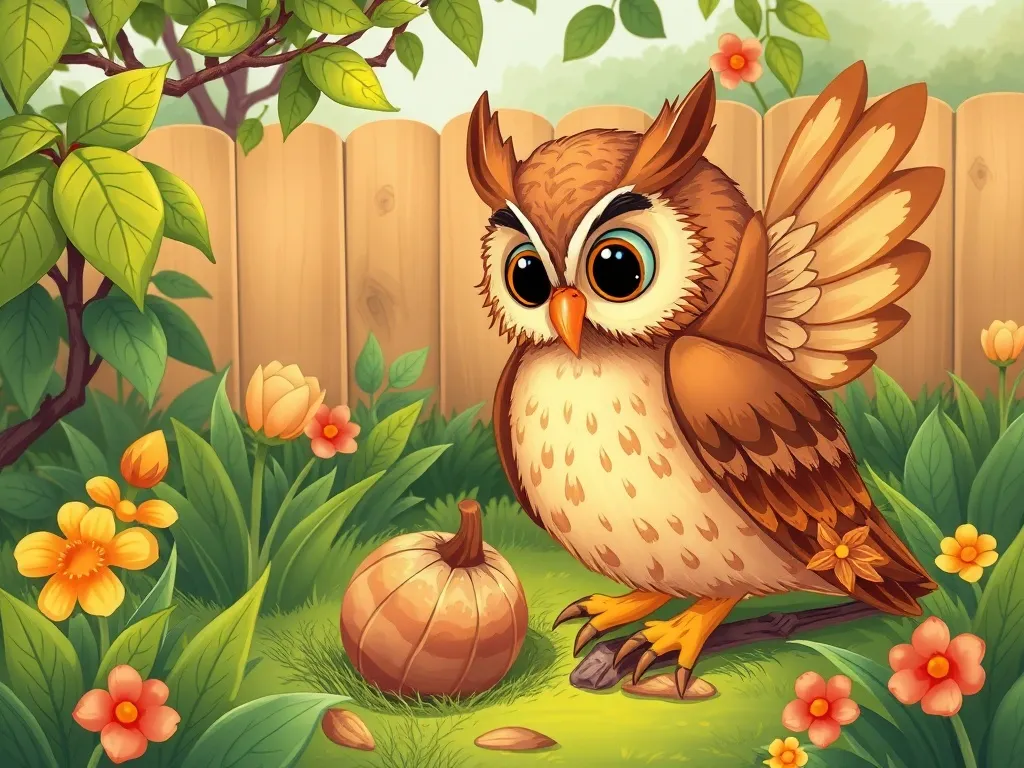 The Phoenix Who Found Her Sparkle - Wise Owl finding Pip in garden