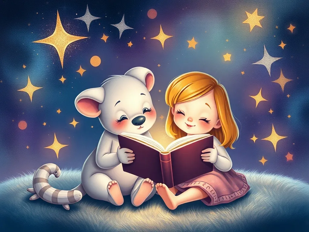 The Phoenix Who Found Her Sparkle - Pip and Luna reading together, surrounded by sparkles