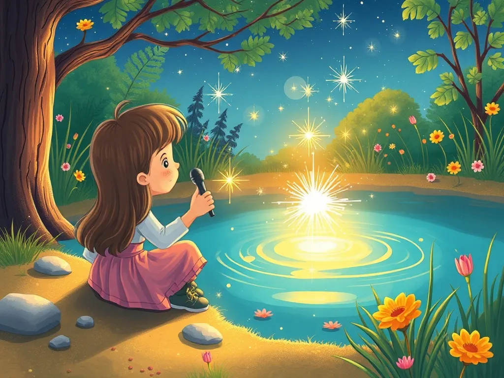 The Phoenix Who Found Her Voice - Sparkle practicing song reflection in pond