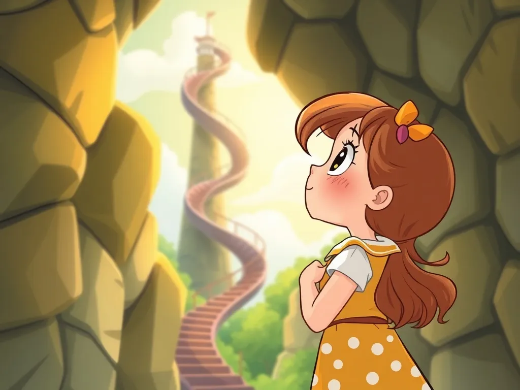 The Playground Explorer's Big Adventure - Lucy gazing up at towering spiral slide